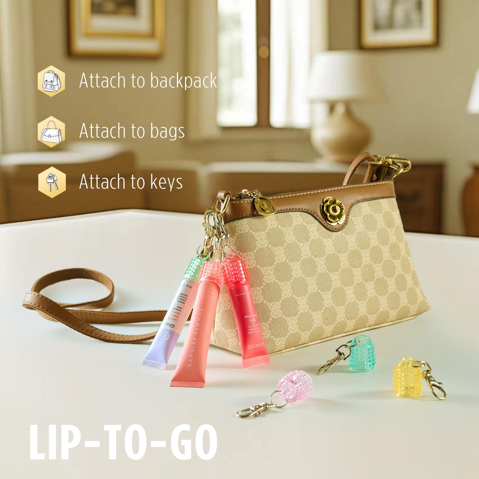 Lip Balm Keychain Cap for Laneige, Summer Friday and Glossier, Lip Balm Holder for Lanyard or Bag, Lip Gloss Keychain for Women,Replacement Cap with Stopper Prevent Spills CupoitaAu supplements