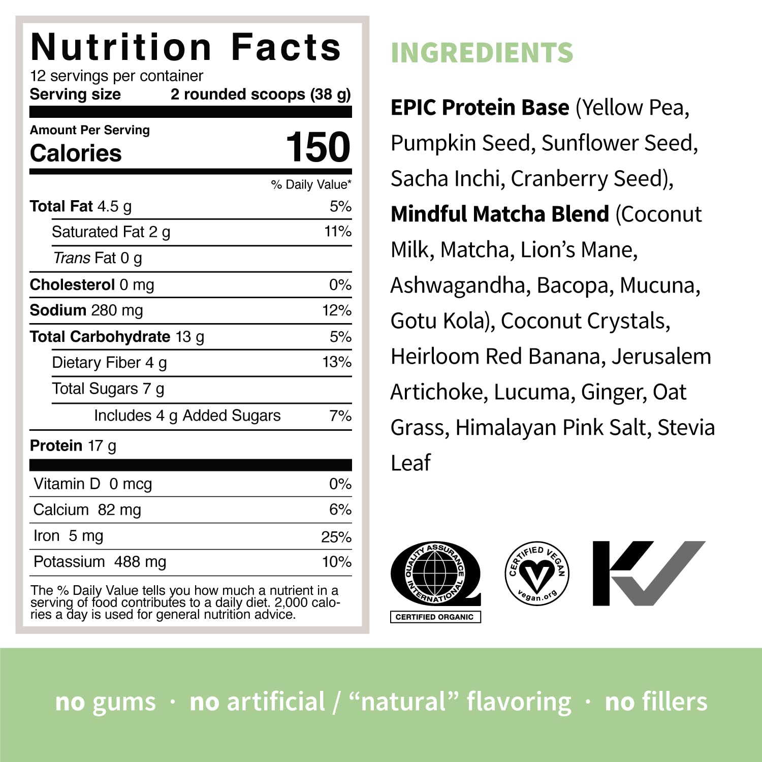 Sprout Living Epic Protein, Plant Based Protein & Superfoods Powder, Mindful Matcha Sprout LivingUS supplements