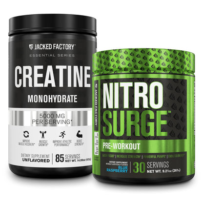 Nitrosurge Pre-Workout & Creatine Monohydrate - Pre Workout Powder With Creatine Jacked FactoryUS supplements