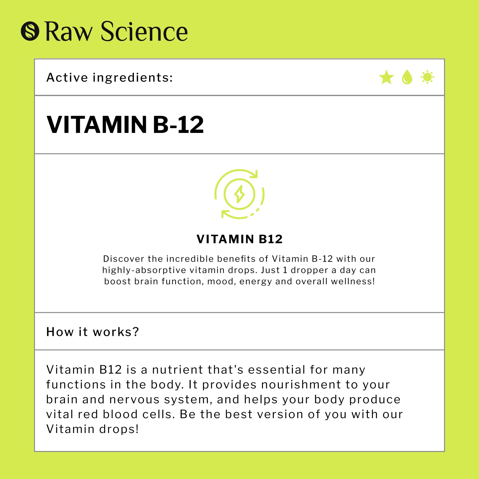 Vitamin B12 Liquid Drops Sublingual 5000mcg, Methyl & Methylcobalamin Supplements S RAW SCIENCEAu supplements