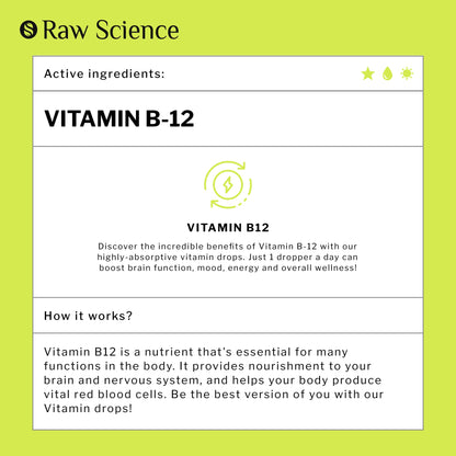 Vitamin B12 Liquid Drops Sublingual 5000mcg, Methyl & Methylcobalamin Supplements S RAW SCIENCEUS supplements