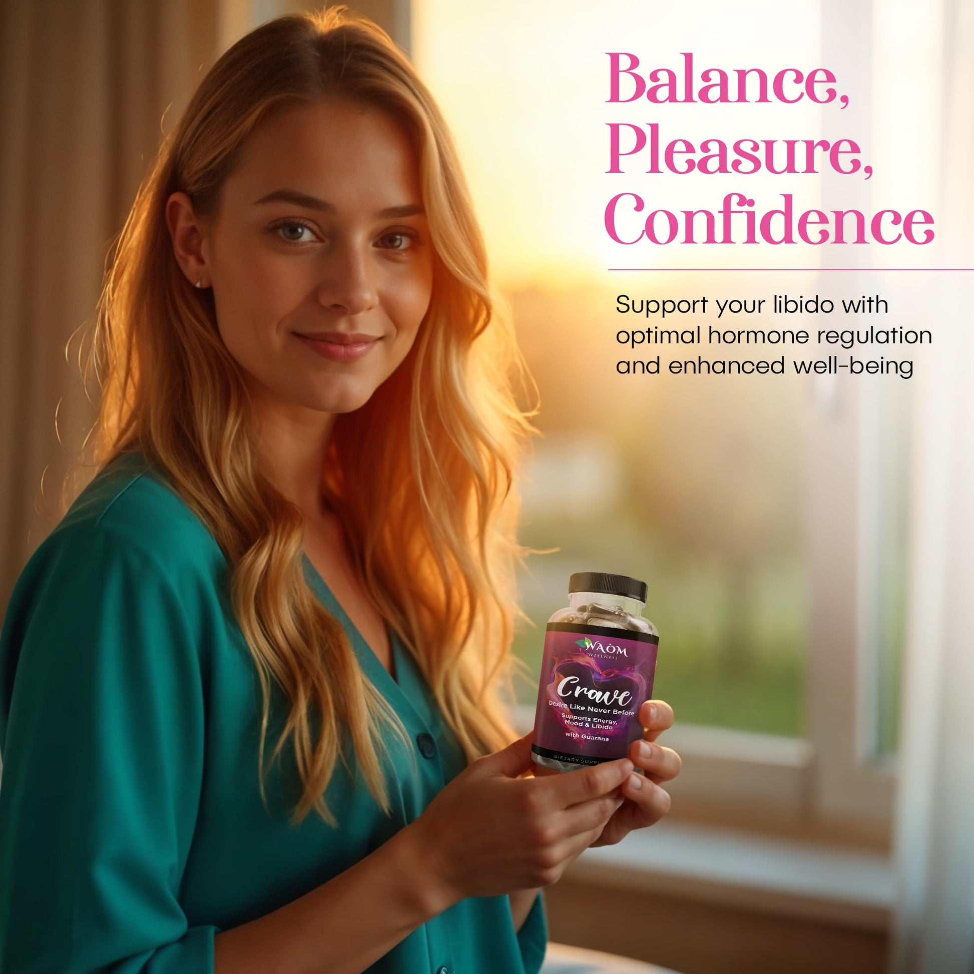 Waòm Wellness Crave – Women’s Desire Booster with Maca, Ashwagandha & L-Theanine – Natural Energy, Mood & Hormone Balance Support – 60 Vegan Capsules Waòm WellnessAu supplements