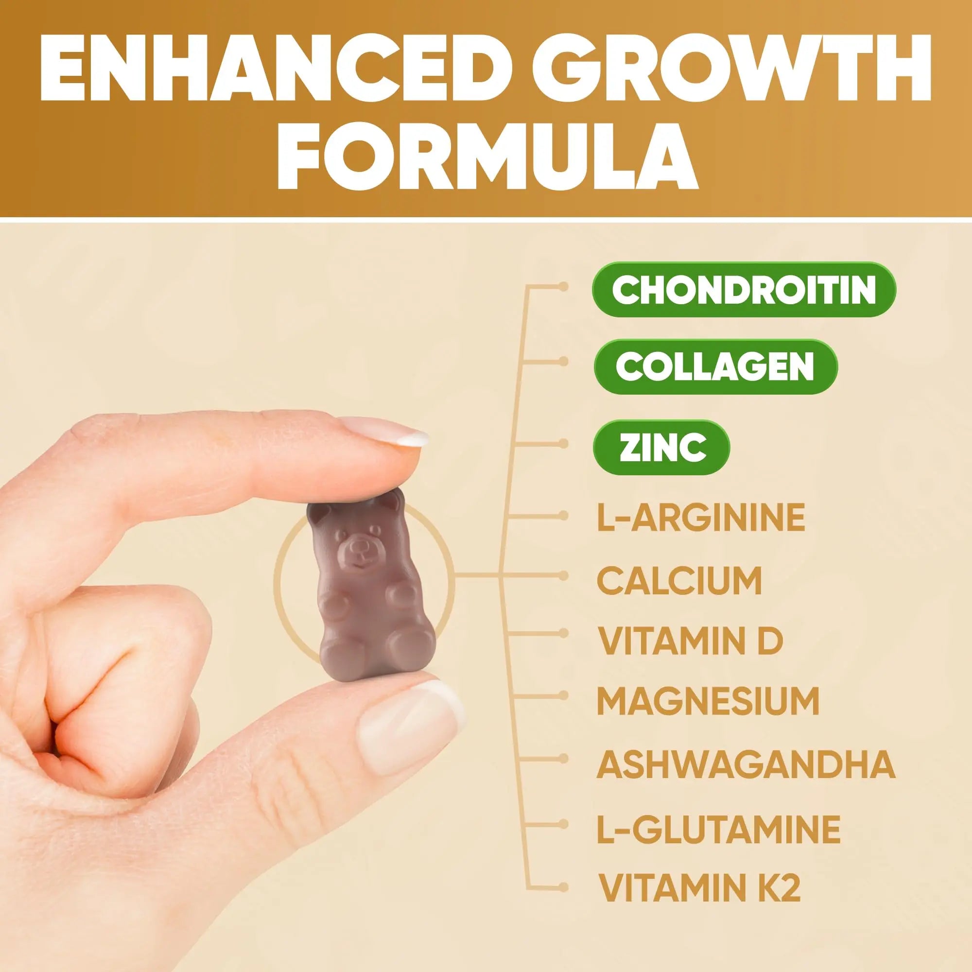 Height Growth Increase Vitamin Gummies, Calcium 100mg, Magnesium Glycinate 30mg, Zinc, Ashwagandha, Vitamin K2 D3 25mg Grow Tall Maximizer Supplement HighSpotAu supplements