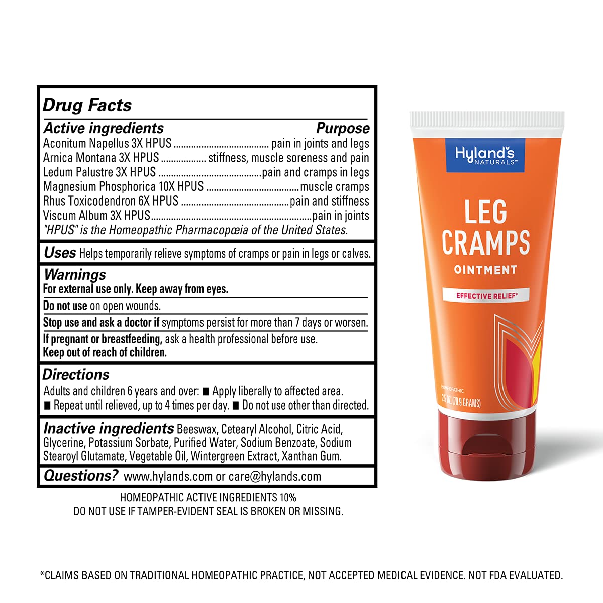 Hyland's Leg Cramps Ointment, Arnica Gel Leg Cramp Relief, Natural Relief of Calf, Leg and Foot Cramp, 2.5 oz Hyland'sAu supplements