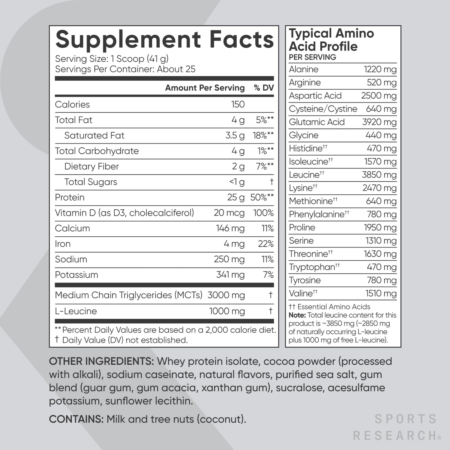 Sports Research Whey Protein Isolate - Sports Nutrition Protein Powder 25g per Serving Sports ResearchUS supplements