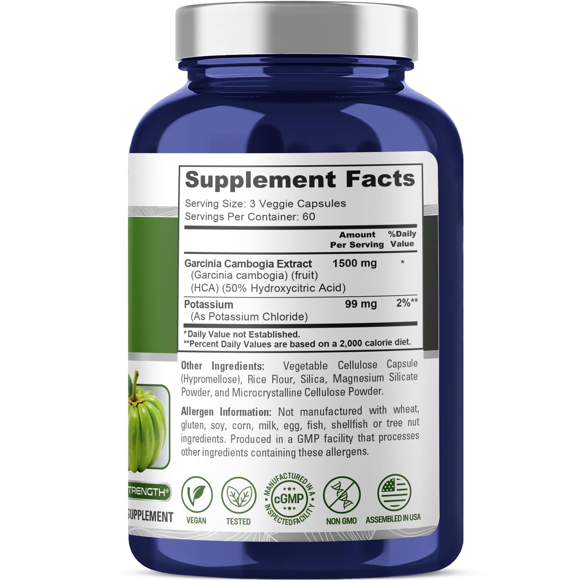 NusaPure Garcinia Cambogia 180 Veggie Capsules 1500mg (Vegetarian, Non-GMO, Vegan) NusaPureAu supplements