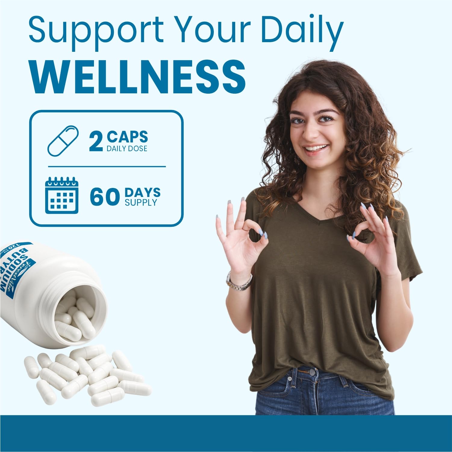 ForestVibe Sodium Butyrate Supplement 1200mg, Yielding 960mg Butyric Acid, 120 Vegan Capsules, 2 Month Supply, Non-GMO & Gluten Free Postbiotic Supplement ForestVibeAu supplements