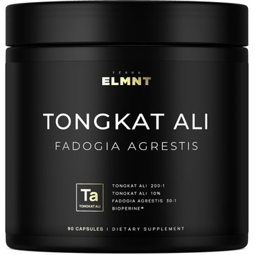228,000mg 200x Strength Tongkat Ali for Men w. Fadogia Agrestis Extract - 10% Eurycomanone Longjack Highest Potency Fadogia Agrestis Tongkat Ali Supplement - Muscle Growth & Test Support Pills for Men TERRA ELMNTAu supplements