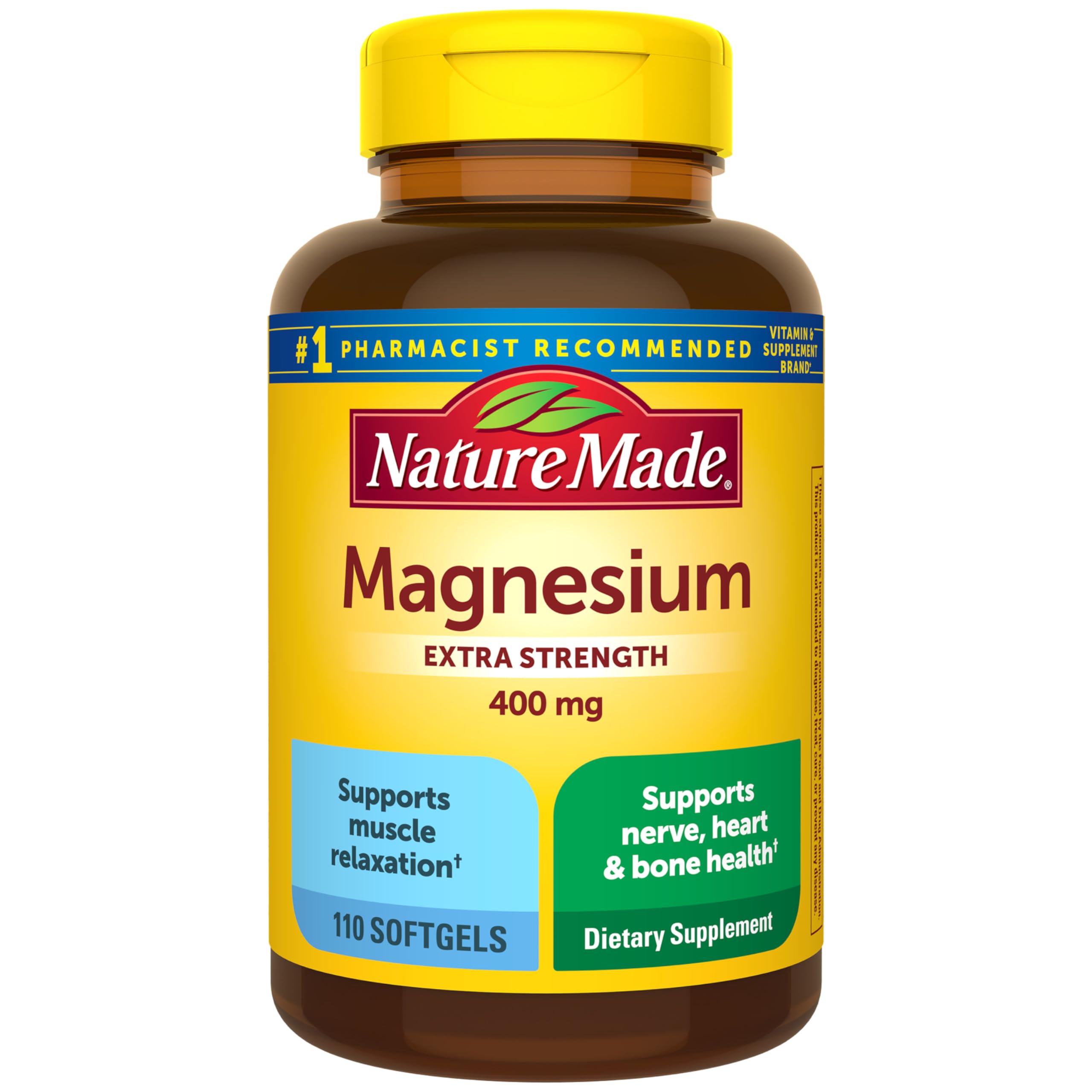 Nature Made Magnesium Oxide 400 mg Softgels, Extra Strength Magnesium Supplements for Men and Women, Support for Muscle, Nerve, Bone and Heart, 110 Day Supply Nature MadeAu supplements