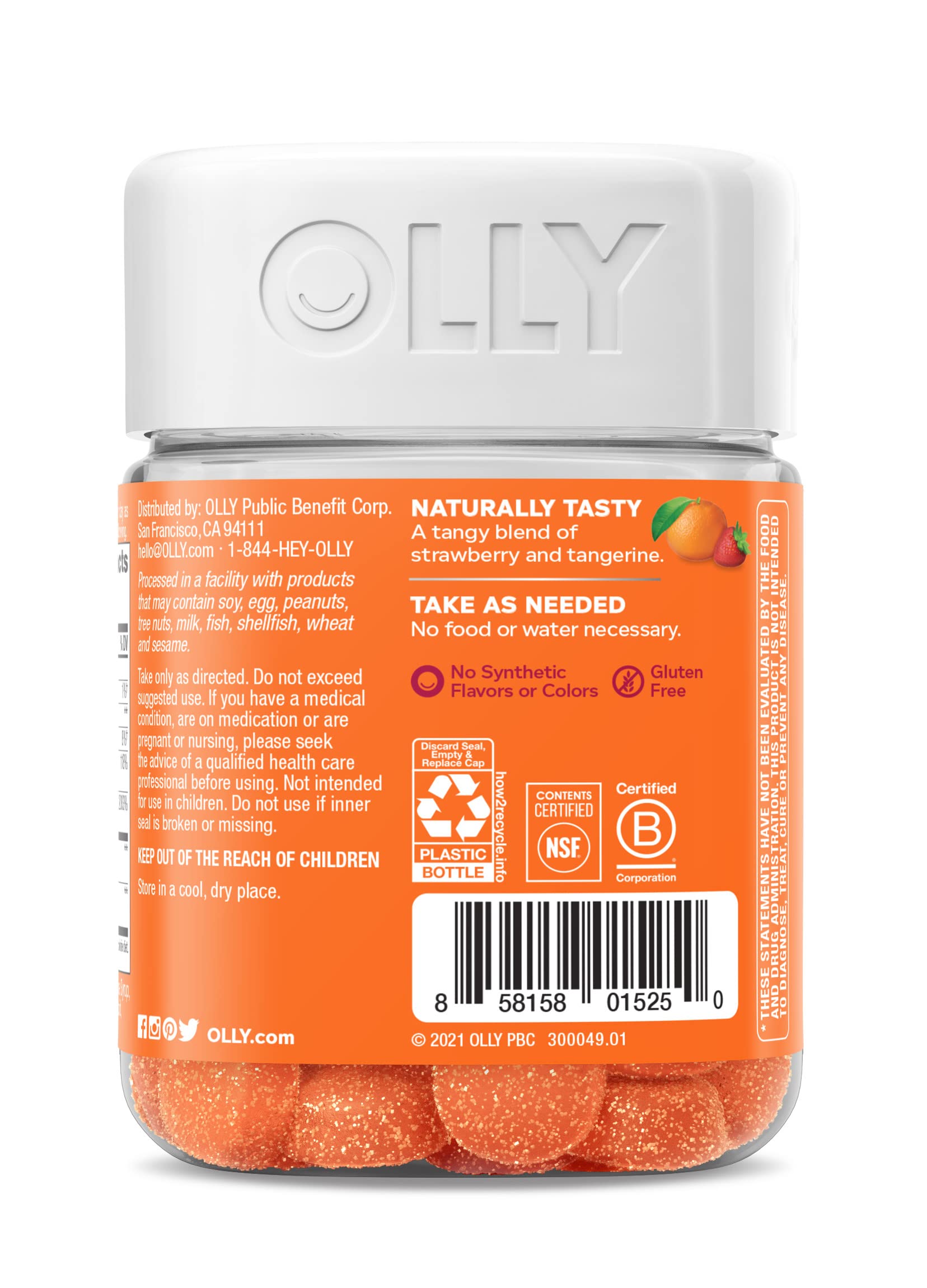 OLLY Laser Focus Gummy, Ginseng, Alpha GPC, B Vitamins, Berry Tangerine Flavor OLLYAu supplements