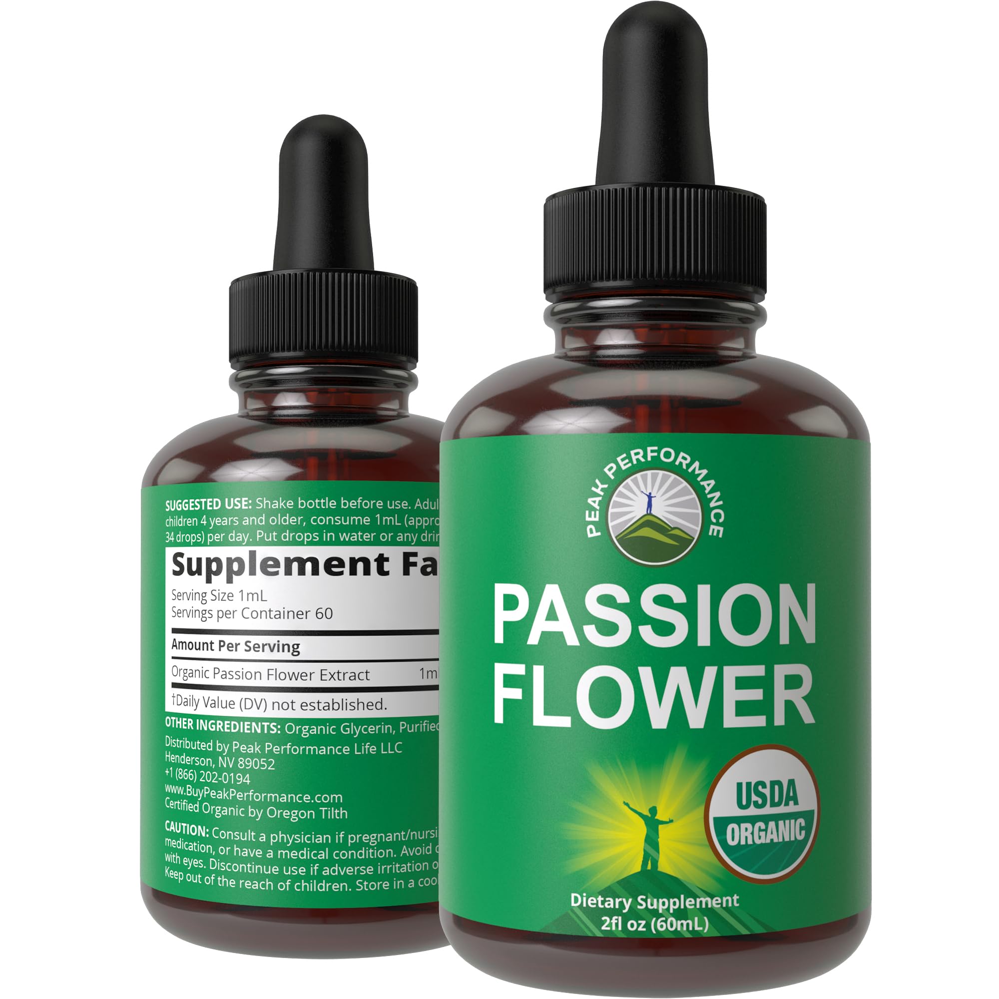 USDA Organic Passion Flower Extract Vegan Liquid Drops with High Bioavailability for Women and Men. Organic Passionflower Supplement with Zero Sugar and Gluten Free. for Calm, Relaxation Support. Peak PerformanceAu supplements