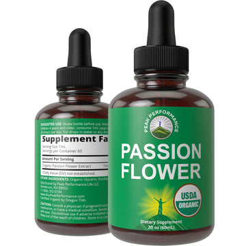 USDA Organic Passion Flower Extract Vegan Liquid Drops with High Bioavailability for Women and Men. Organic Passionflower Supplement with Zero Sugar and Gluten Free. for Calm, Relaxation Support. Peak PerformanceAu supplements