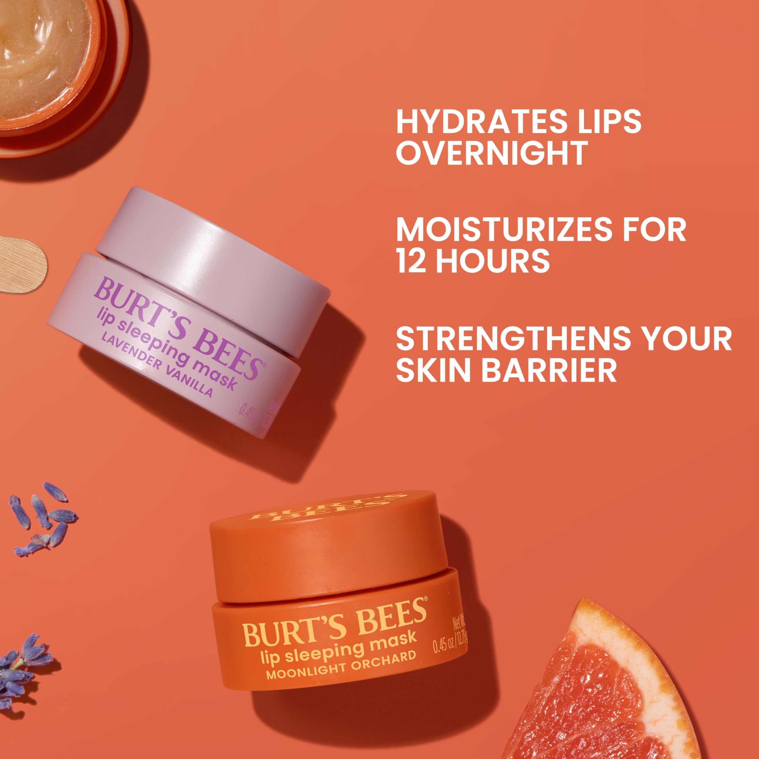 Burt’s Bees Lavender Vanilla Lip Sleeping Mask, With Hyaluronic Acid and Squalane Moisturizer To Instantly Hydrate Lips, Overnight Mask and Treatment, 0.45 oz. Burt's BeesAu supplements