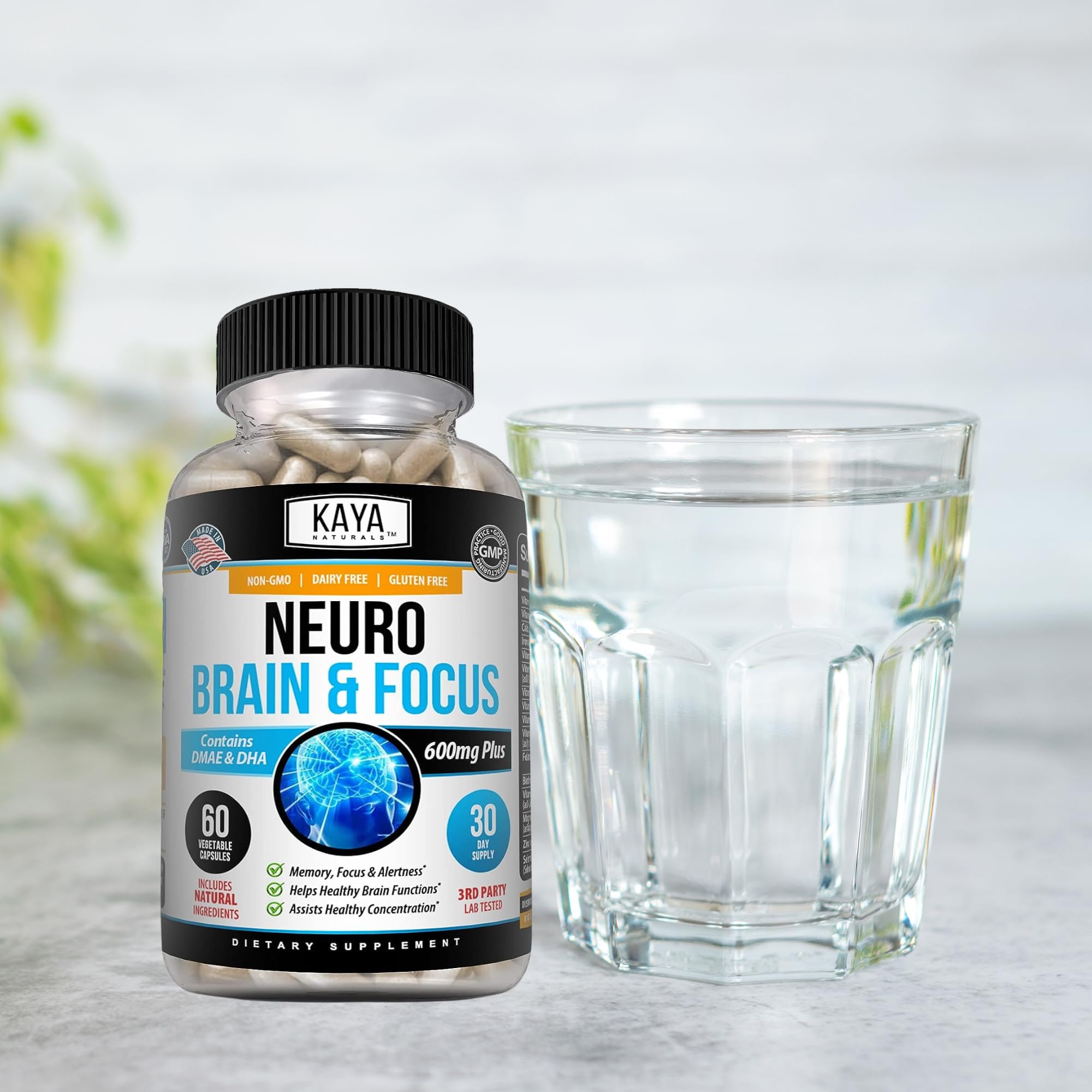 Kaya Naturals - Neuro Brain for Memory & Focus - Nootropic Energy Capsule - Nootropic Brain Support Supplement - Focus & Concentration & Learning Accuracy - Cognitive Function - 60 Count Kaya NaturalsAu supplements