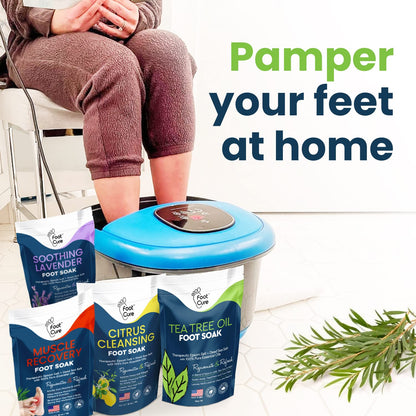 Foot Soak with Epsom Salts- Variety Pack of 4- Tea Tree Oil, Muscle Relief, Calming FOOT CUREUS supplements