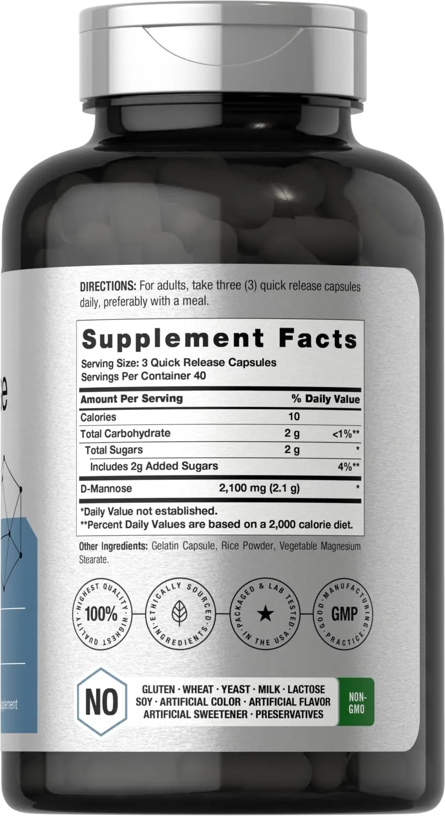 Horbäach D-Mannose Supplement 2100mg | 120 Capsules | Pills for Women and Men | Non-GMO & Gluten Free HorbäachAu supplements