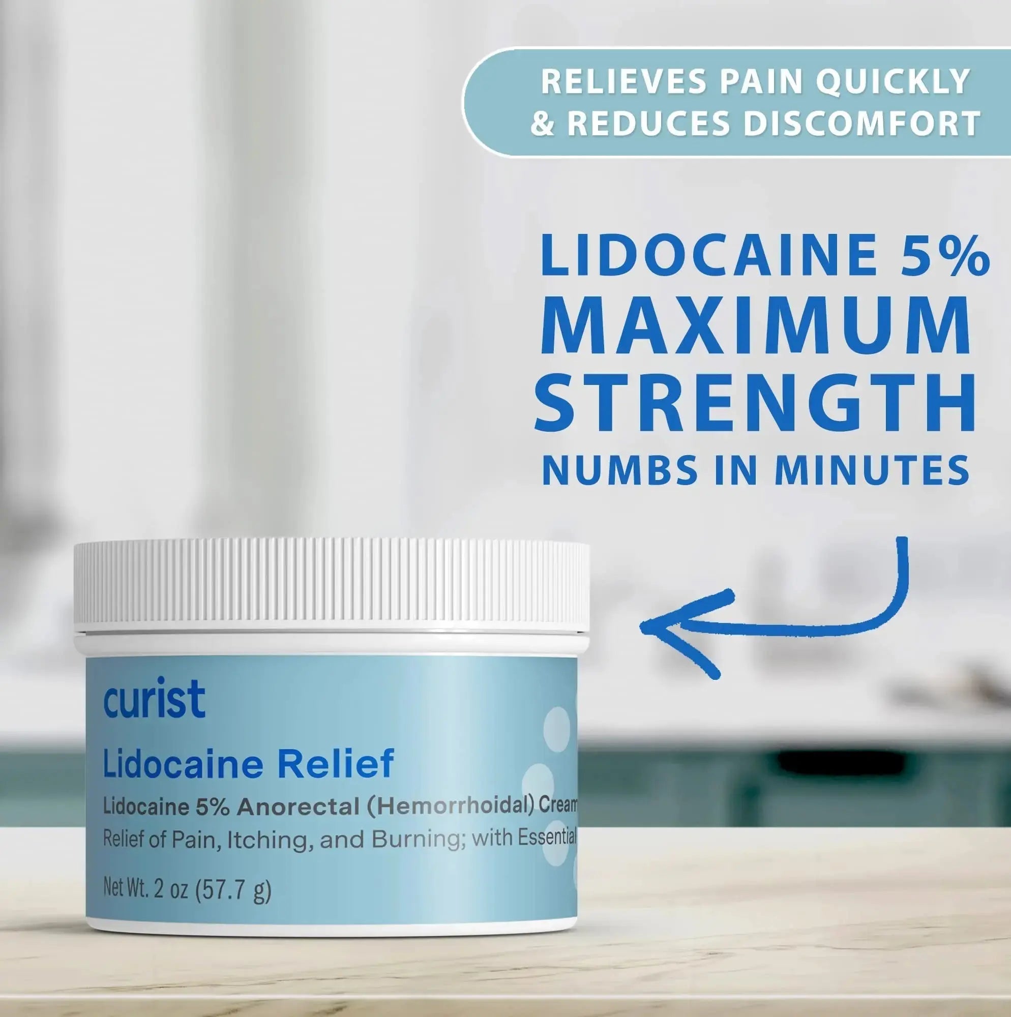 Curist 5% Lidocaine Cream Pain Relief - Numb Quickly & Effectively with 5% Lidocaine Numbing Cream for Anorectal Use - (1 Pack - 2 oz Jar) CuristAu supplements