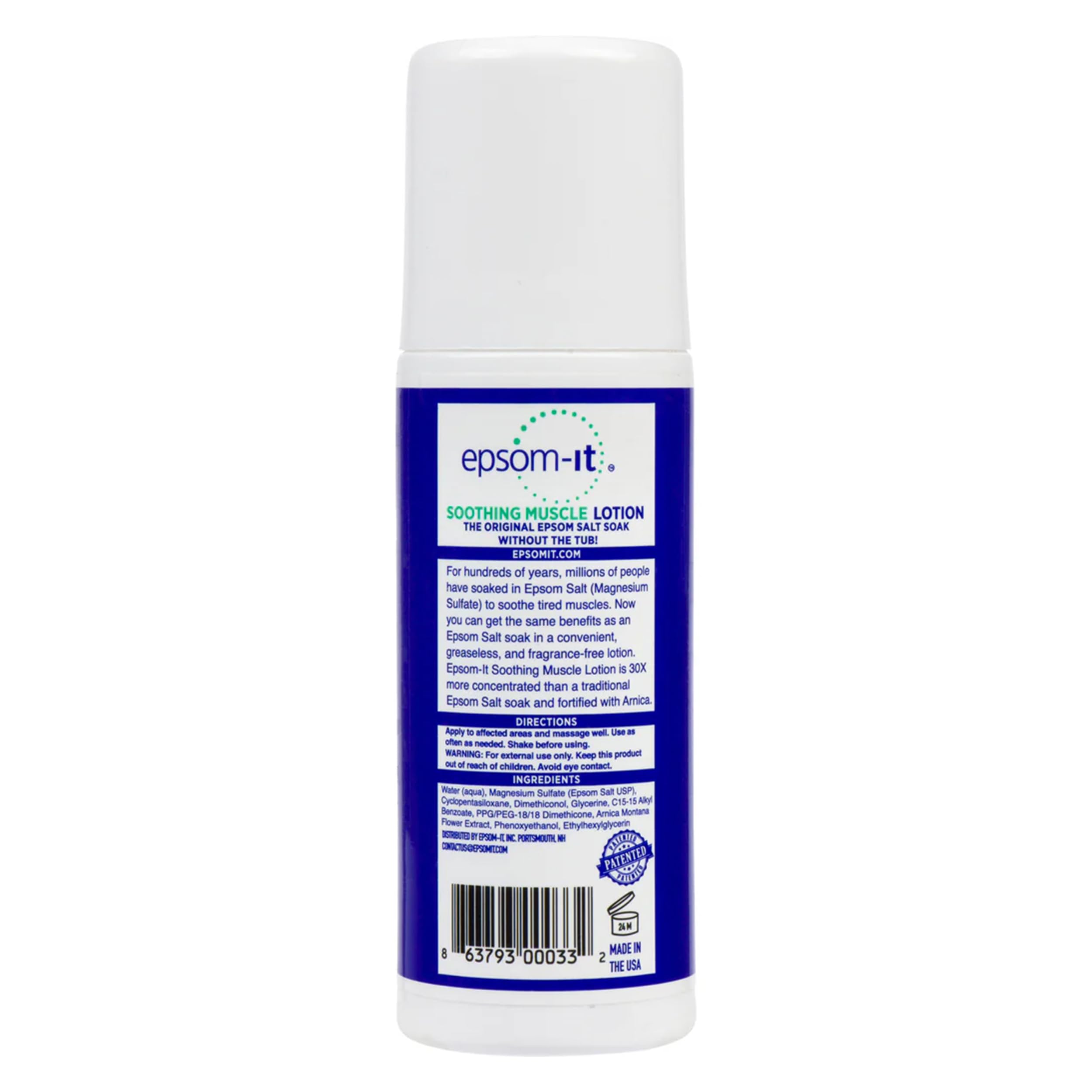 EPSOM-IT Soothing Muscle Lotion - Roll On Epsom Salt Lotion with Arnica for Muscle Stiffness, Leg, Knees and Feet Discomfort, Topical Magnesium Cream, 3oz, 2-Pack EPSOM-ITAu supplements