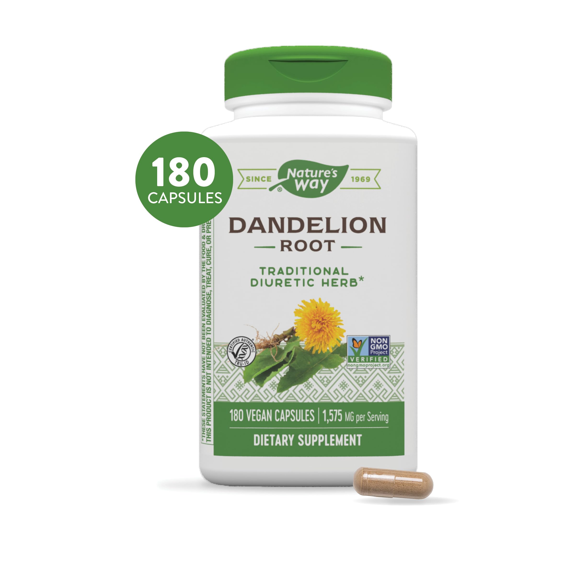 Nature's Way Dandelion Root Diuretic Herb* 525 mg per Capsule Non-GMO Nature's WayAu supplements