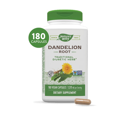 Nature's Way Dandelion Root Diuretic Herb* 525 mg per Capsule Non-GMO Nature's WayUS supplements