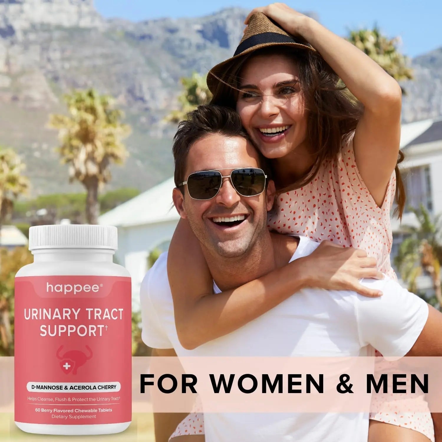 Happee Urinary Tract Health Supplement for Women & Men – Fast-Acting UTI Relief and Prevention, 500mg D-Mannose & Antioxidants, Supports Kidney and Bladder Health, Berry Flavor, 60 Chewables HappeeAu supplements