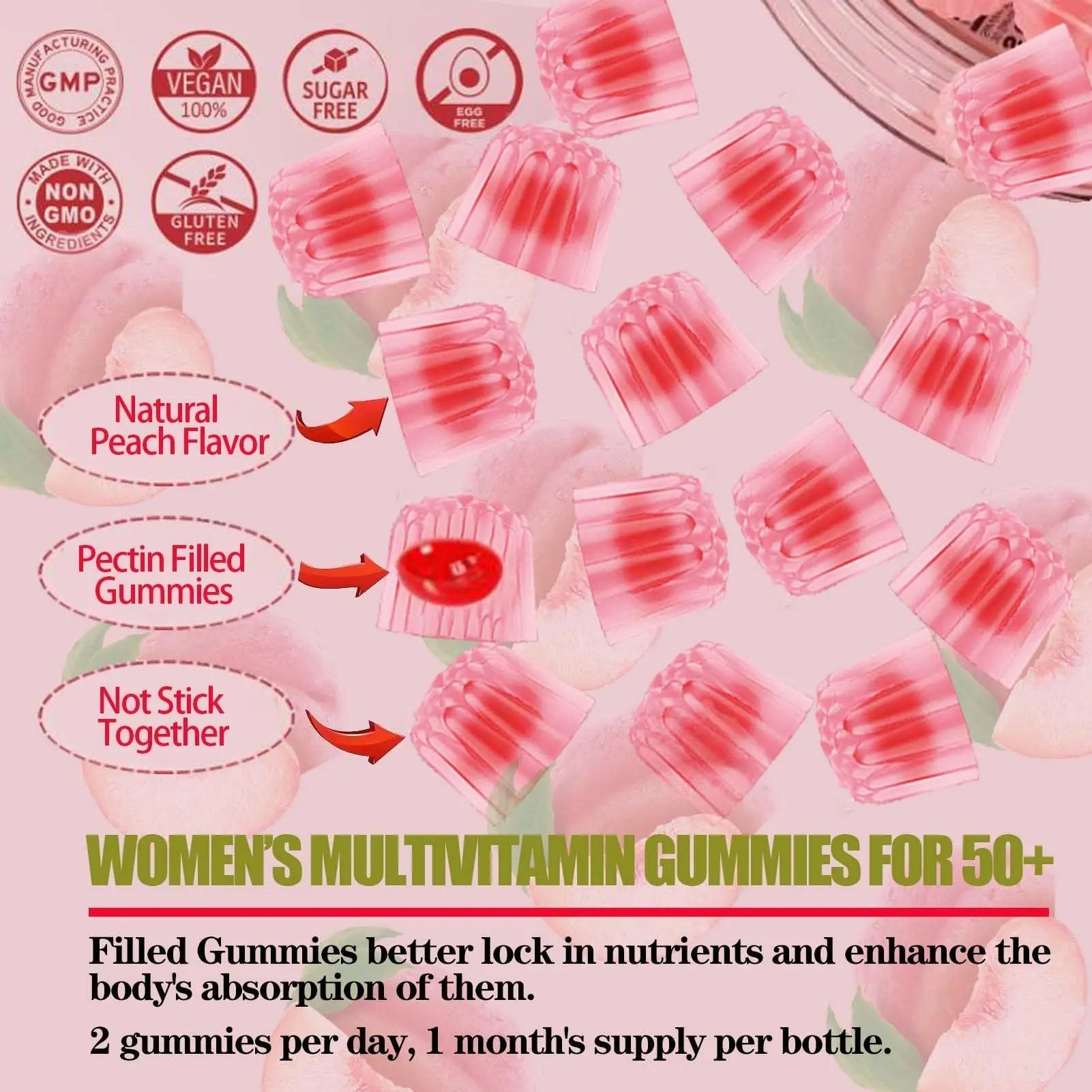 ZEGBALP Sugar-Free Womens Multivitamin 50 Plus Gummies with Calcium, Magnesium, Zinc, Vitamin A, C, D3, E, K2, B Complex, Folate, Biotin ZEGBALPAu supplements