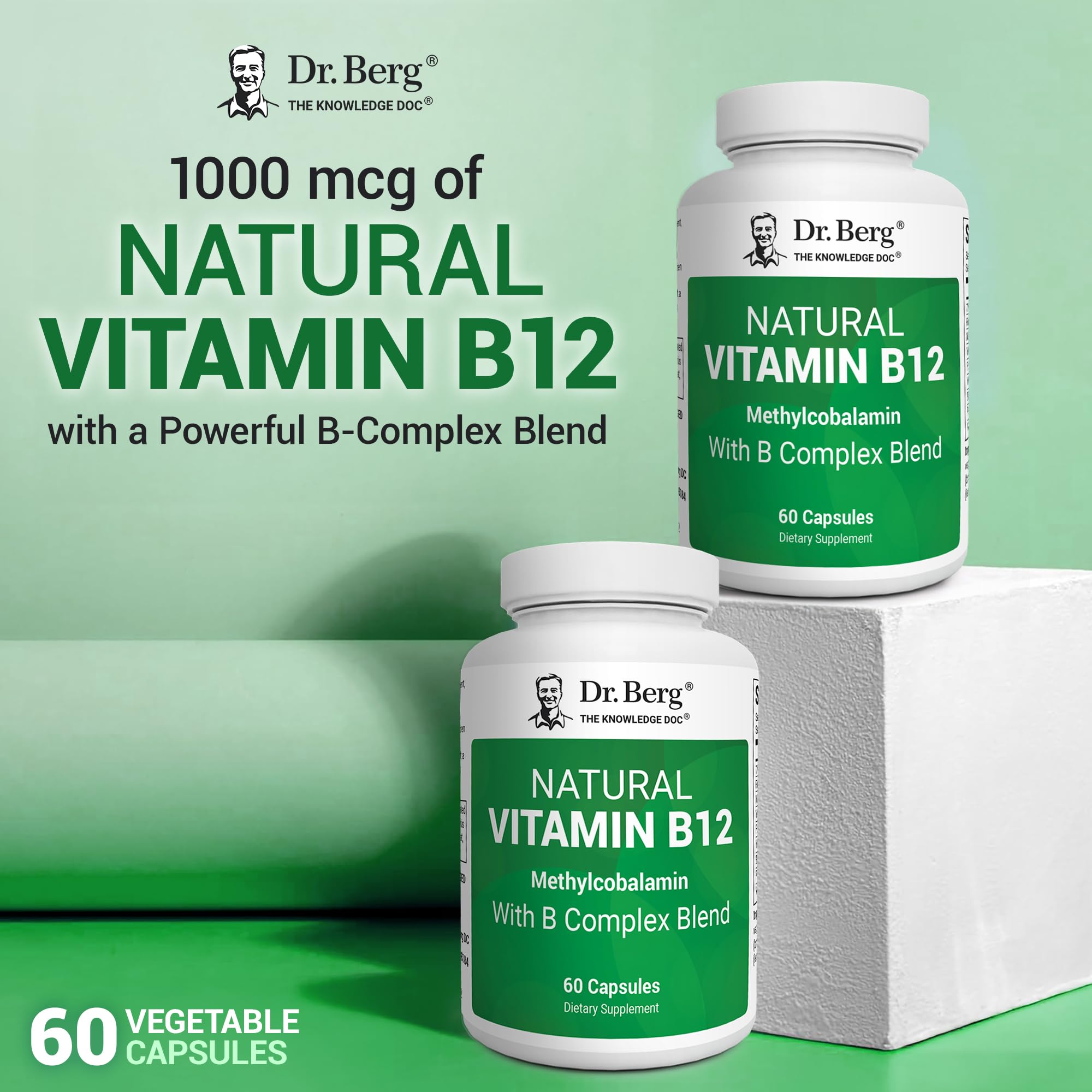 Dr. Berg Natural Vitamin B12 1000 mcg with B Complex Blend - Methylcobalamin B12 for Energy, Nerve Health, and Cognitive Function* - Methylated B12 with Folate - 60 Capsules (2-Month Supply) Dr. Berg NutritionalsAu supplements