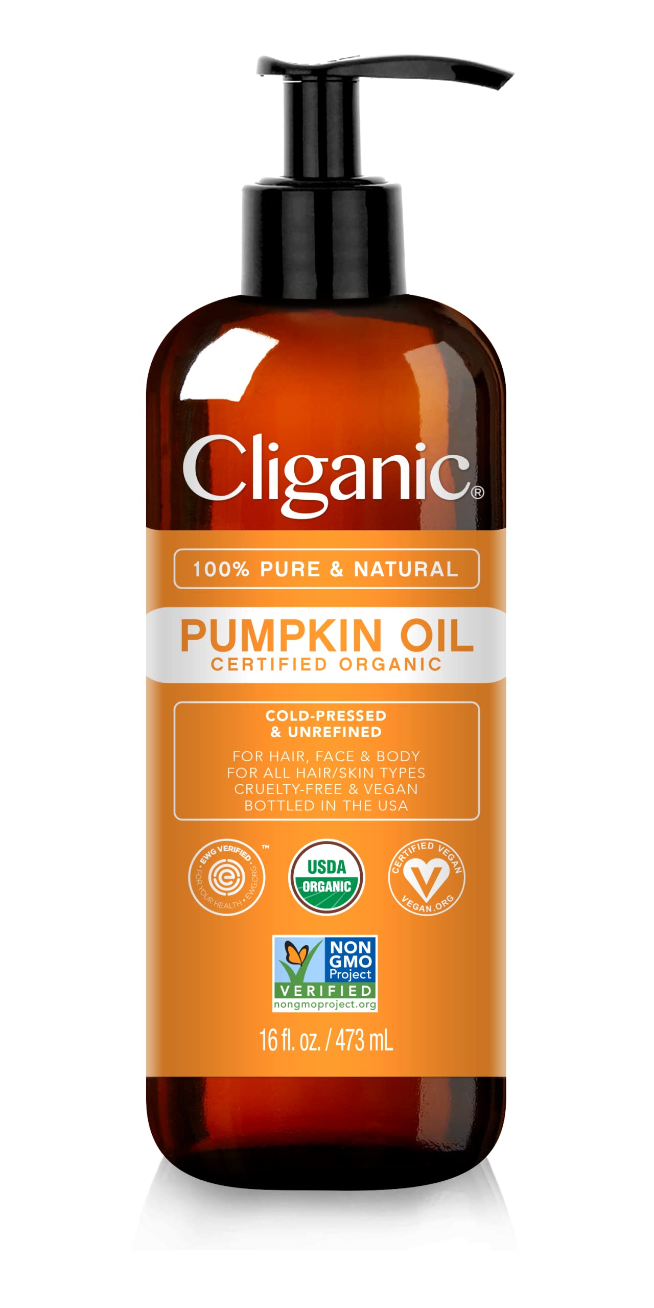 Cliganic Organic Pumpkin Seed Oil, 100% Pure - For Face & Hair | Natural Cold Pressed Unrefined CliganicAu supplements