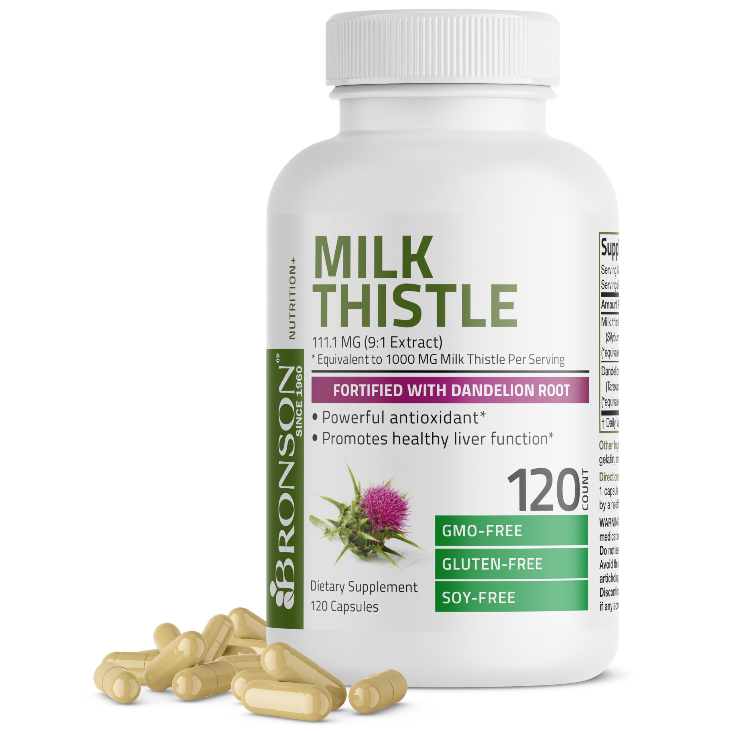 Bronson Milk Thistle Silymarin Marianum & Dandelion Root Liver Health Support BronsonAu supplements