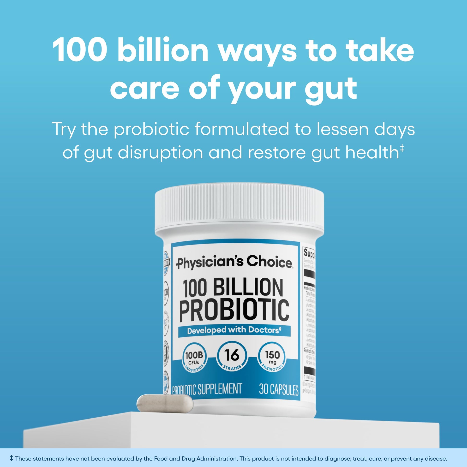 Physician's CHOICE 100 Billion Advanced Probiotic - 16 Strains + Organic Prebiotics - Digestive & Gut Health - Supports Occasional Constipation, Diarrhea, Gas & Bloating - Probiotics for Women & Men Physician's CHOICEAu supplements
