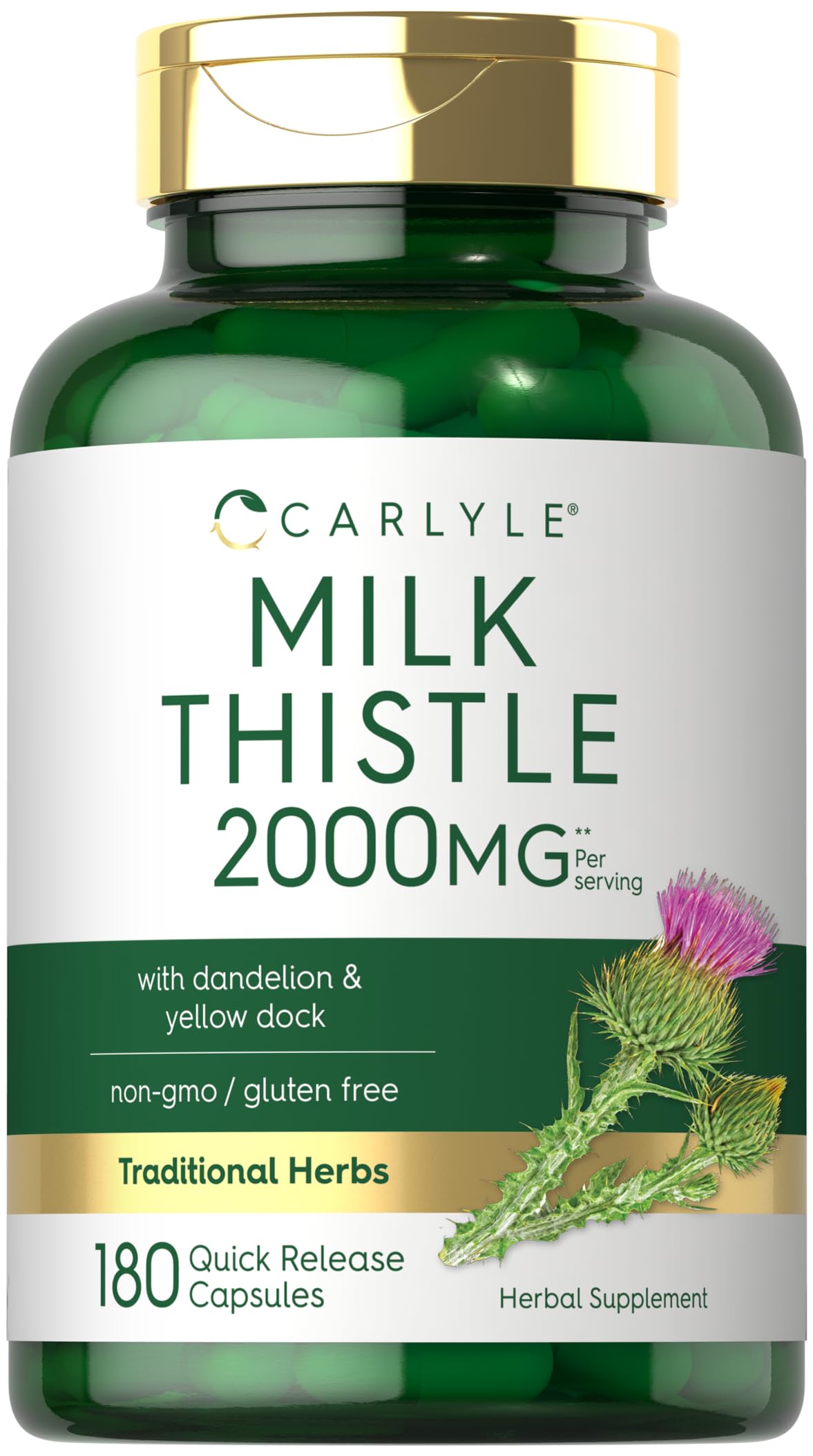 Carlyle Milk Thistle 2000mg | 180 Capsules | with Dandelion & Yellow Dock | Non-GMO CarlyleUS supplements