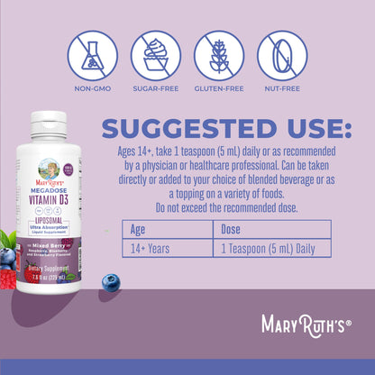 MaryRuth Organics Megadose Vitamin D3 Liposomal | Vitamin D 4000 IU | Ultra Absorption | Immune Support for Adults | Bone Health | VIT D3 | Vegan | Sugar Free | Gluten Free | Non-GMO | 45 Servings MARYRUTH'SUS supplements