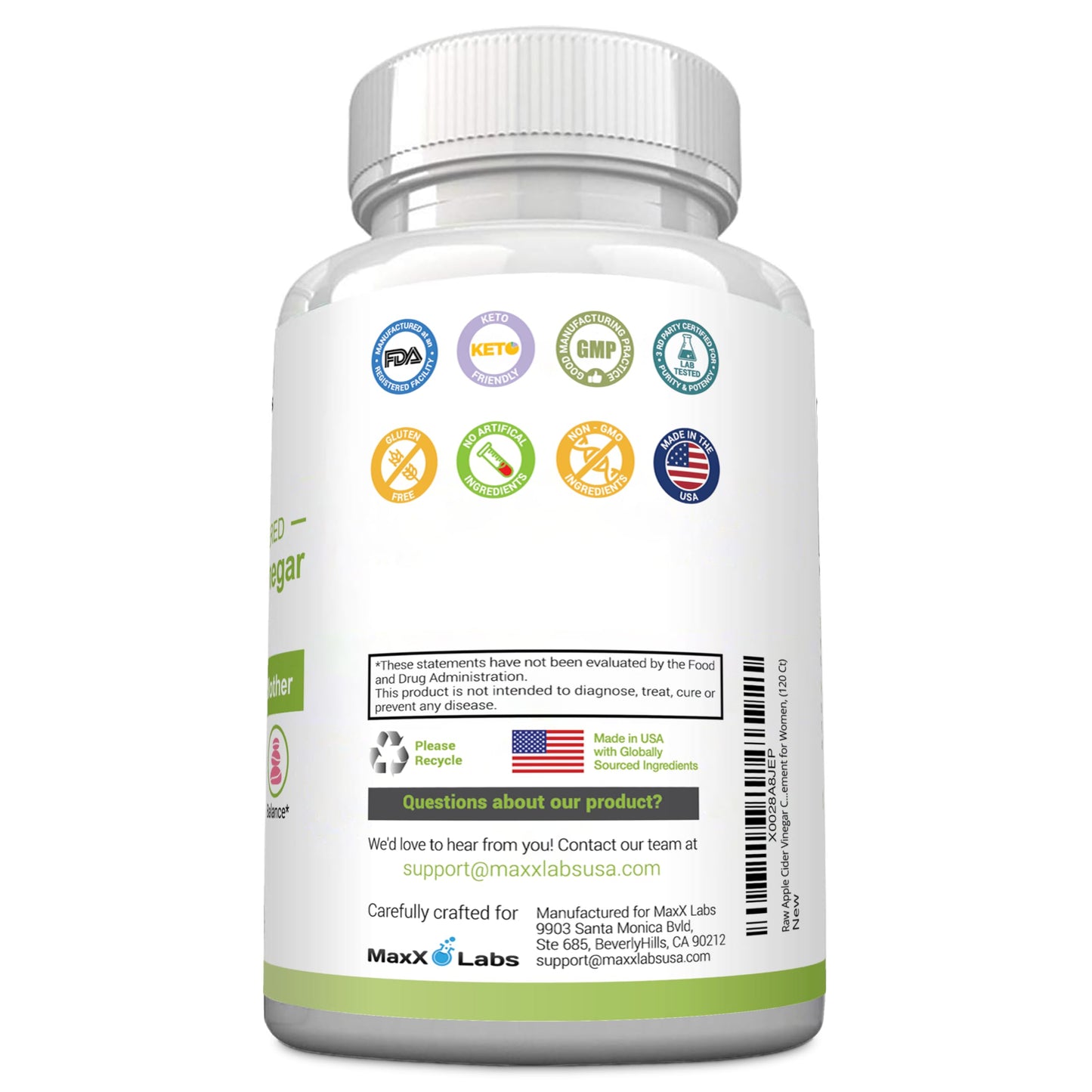 Apple Cider Vinegar Capsules with The Mother - Healthy Keto Diet Supplements MaxX LabsUS supplements