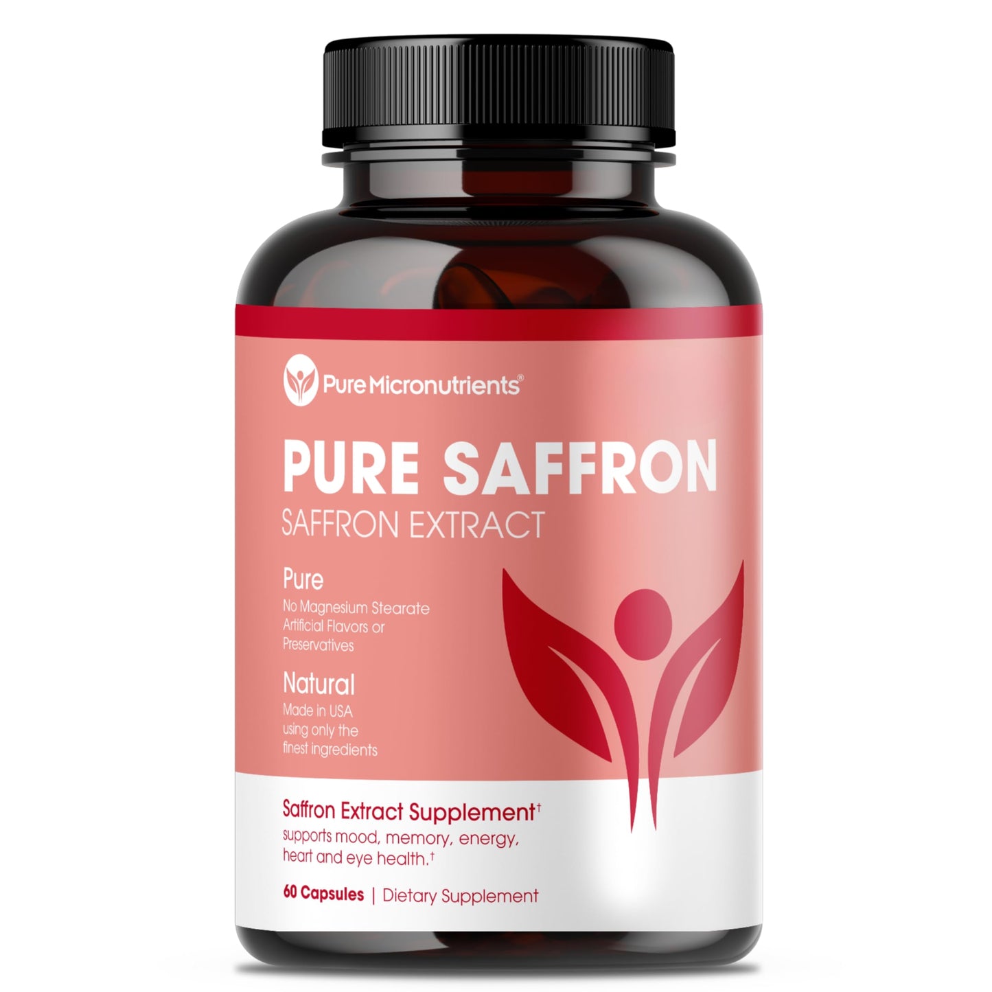 Saffron Supplements - 100% Pure Saffron Extract Capsules - Boost Energy & Mood, Support Eye & Heart Health Pure MicronutrientsUS supplements