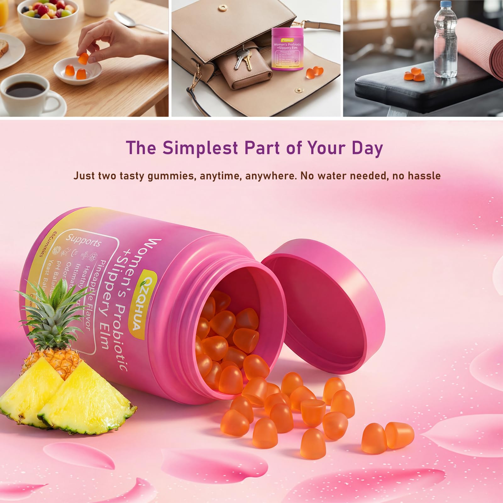 Premium Feminine Balance Gummies for Women - 60 Gummies, Hawaiian Pineapple Flavor - with Probiotics & Vitamin C - Supports Feminine Wellness & Healthy Balance - Gluten Free, Vegan（30 Servings）（Q2） QZQHUAAu supplements