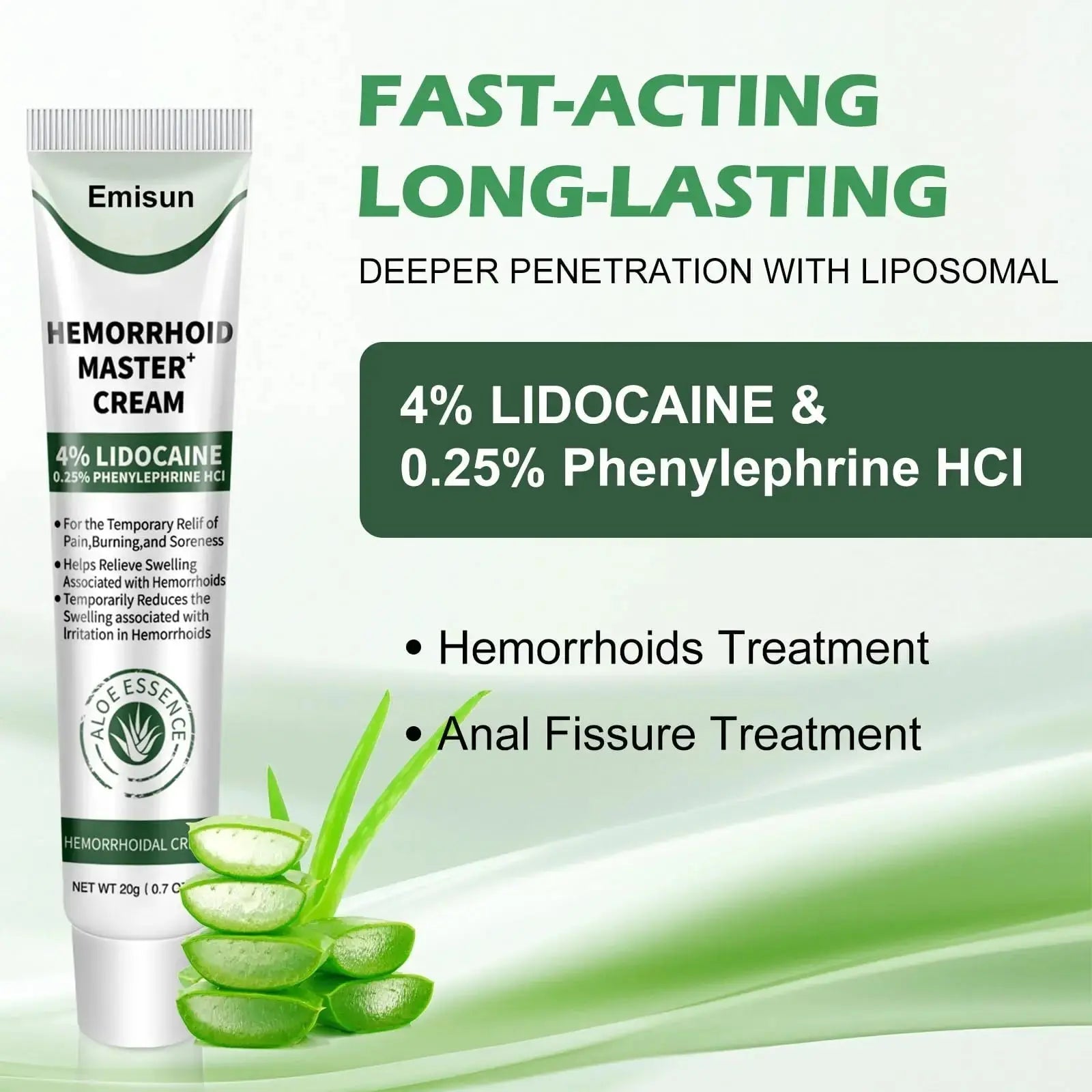 Hemorrhoid & Fissure Ointment, Hemorrhoid Treatment and Hemorrhoid Cream with Lidocaine 4% and Phenylephrine HCI for Fast Relief of Pain, Swelling, Itching, Burning, Hemorrhoidal treatment, 2 Pack-J2 EmisunAu supplements