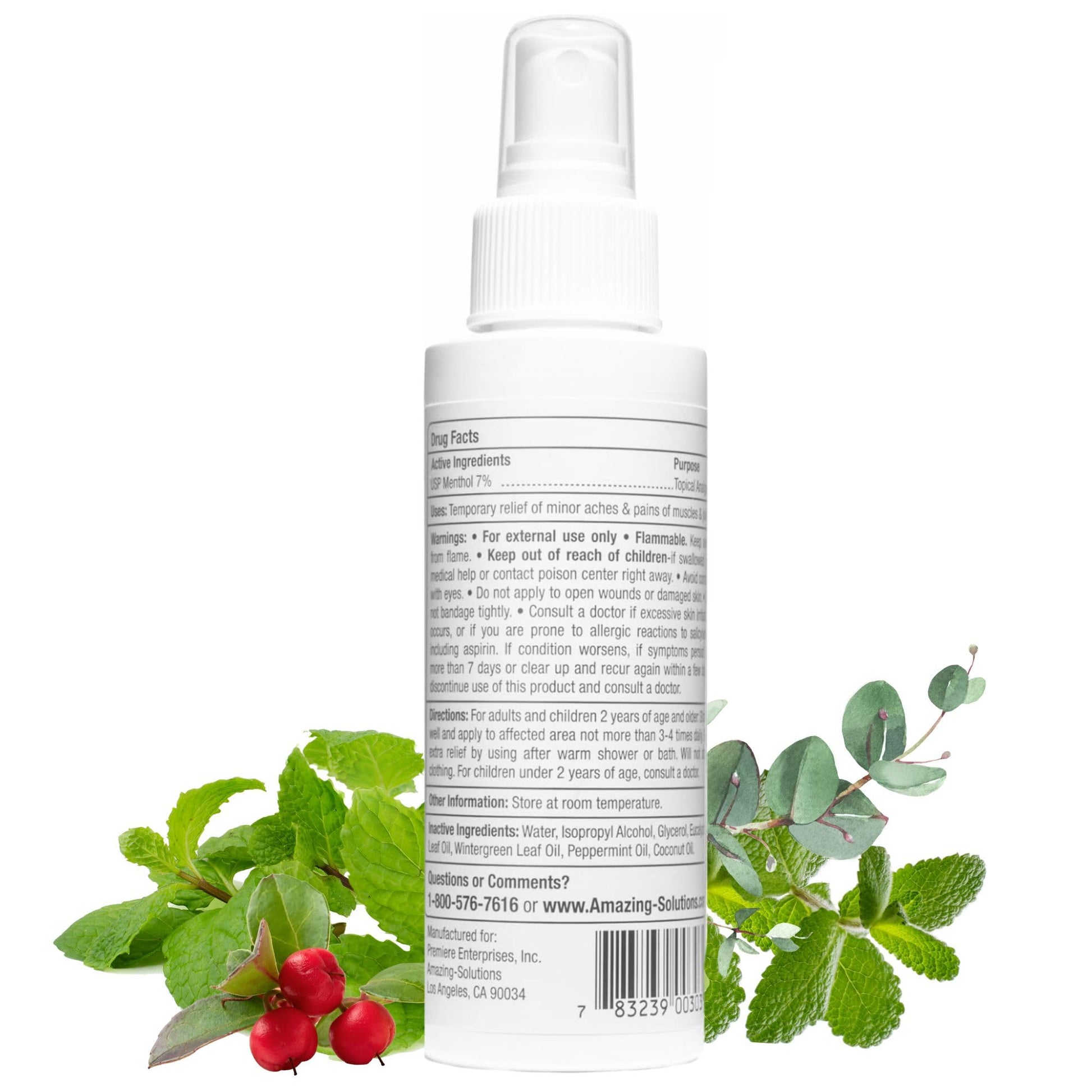 Premiere's Pain Spray All-Natural Menthol & Peppermint Oil Herbal Blend for Joint and Nerve Pain, Muscle Soreness, Sprains, Cramps, Sports Injuries, Back Pain & Neck Shoulder Aches - One Pack Premiere's Pain SprayAu supplements