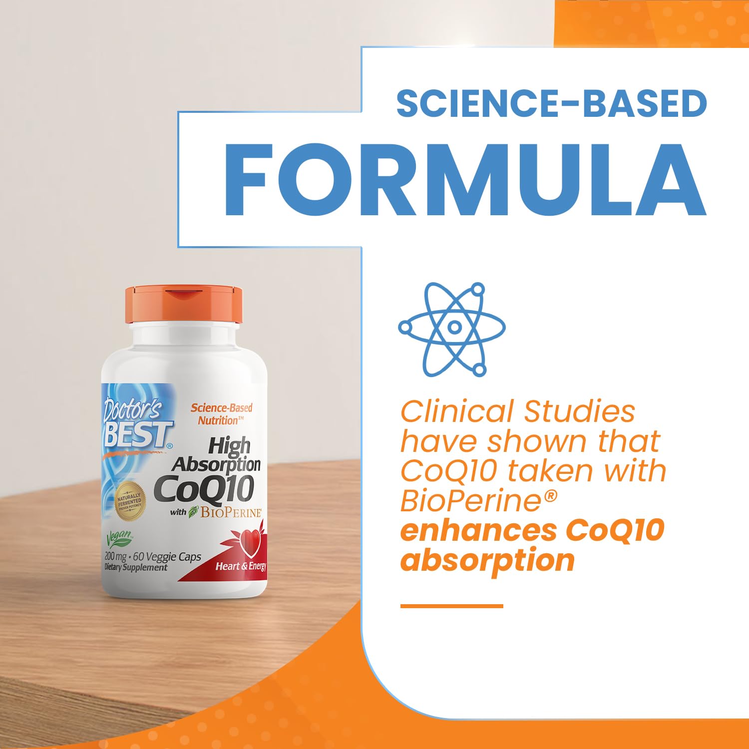 Doctor's Best High Absorption CoQ10 with BioPerine Gluten Free Naturally Fermented Doctor's BESTUS supplements