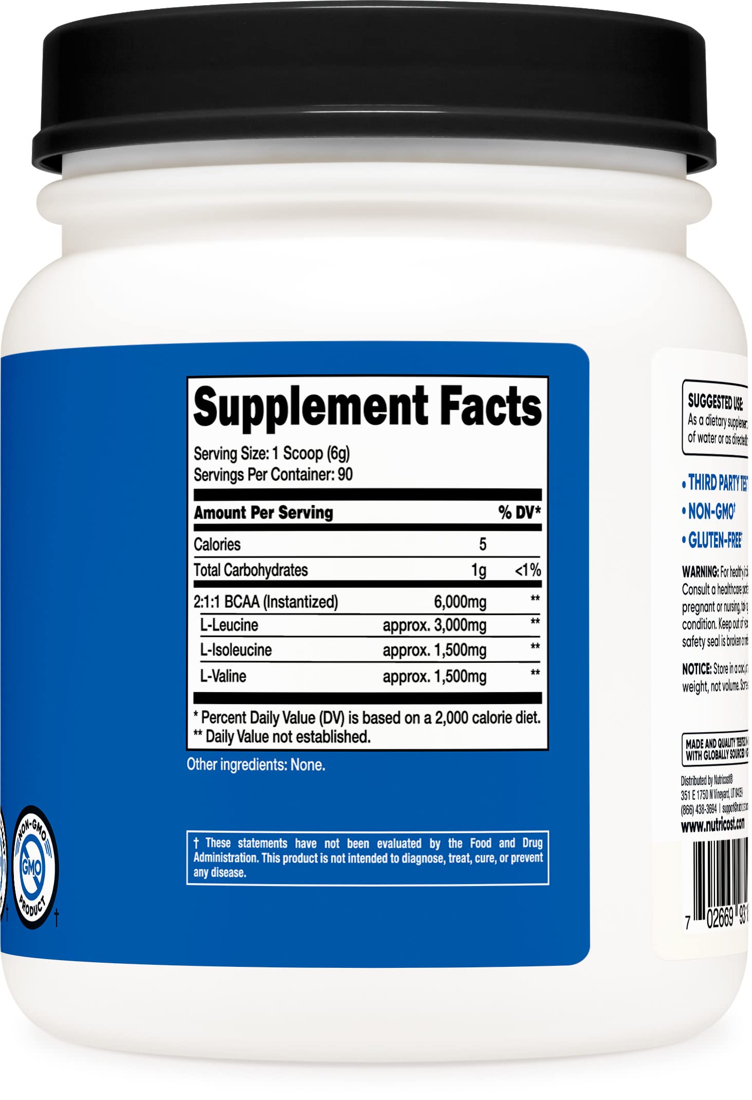 Nutricost BCAA Powder 2:1:1 (Unflavored, 90 Servings) - Branched Chain Amino Acids NutricostAu supplements