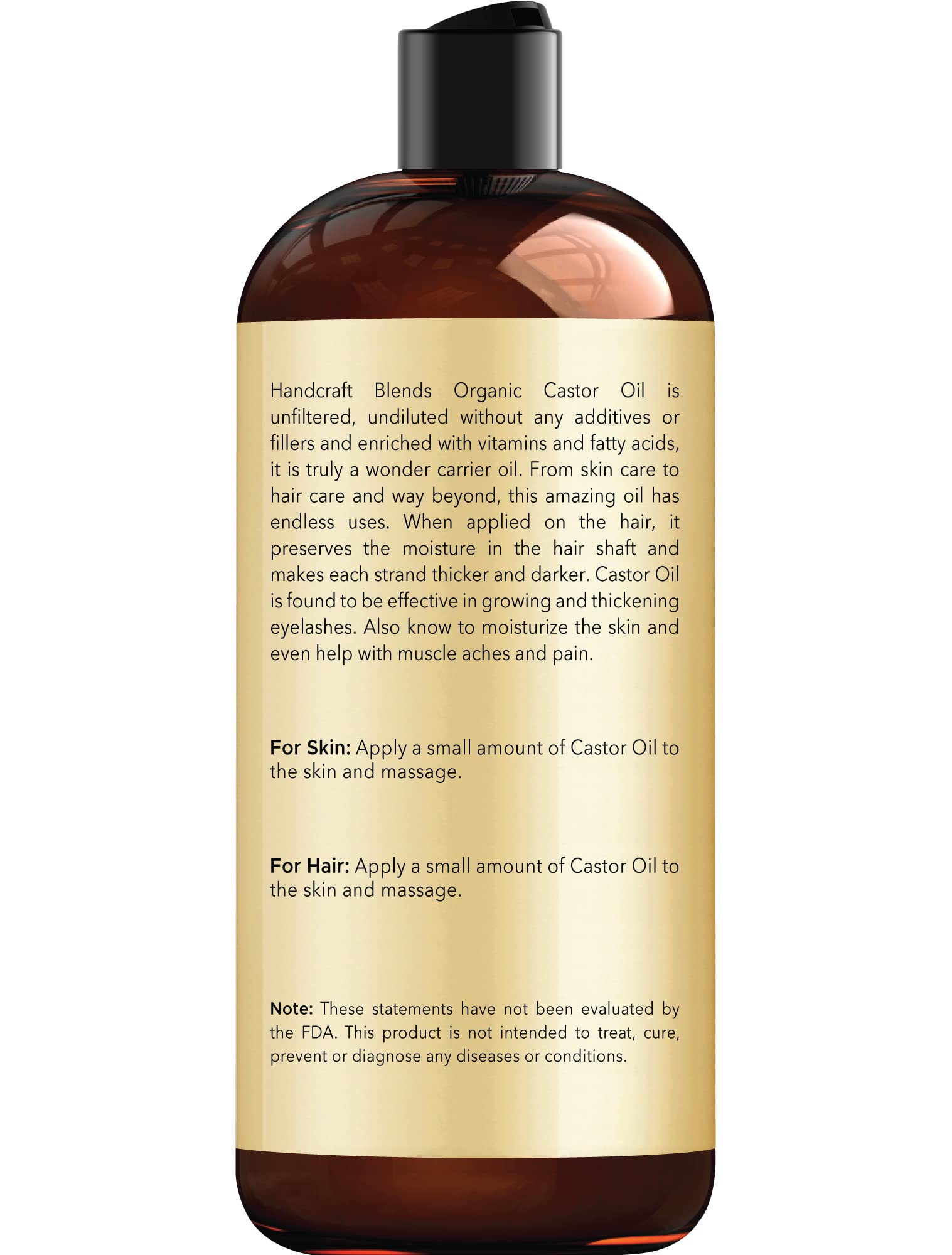 Handcraft Blends Organic Castor Oil for Hair Growth, Eyelashes and Eyebrows - 100% Pure Handcraft BlendsAu supplements