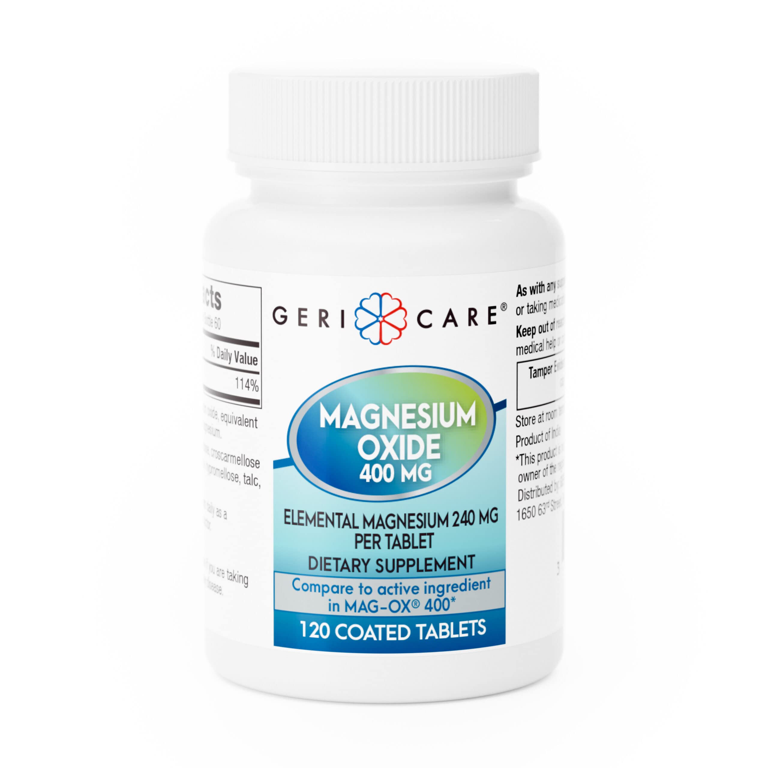 GeriCare Magnesium Oxide Supplement 240 mg of Elemental Magnesium, 120 Tablets, Essential Mineral Support, Promotes Vascular Health, Bone Strength, and Muscle Function (Pack of 1) GeriCareAu supplements