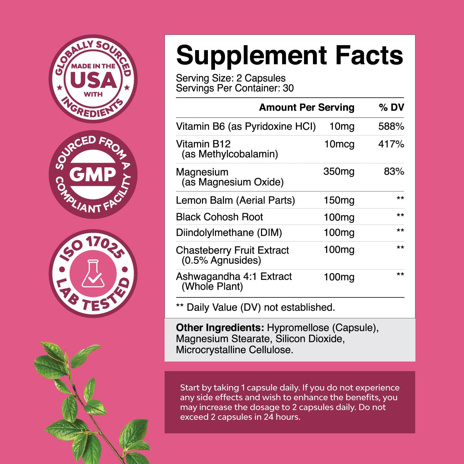 PMS Support Supplement for Women – Hormone Balance for Women & Menstrual Discomfort with DIM, Chasteberry, Black Cohosh & Ashwagandha - for Period Cramps Ease, Menopause Bloating, Mood Swing – 60 Ct Natures CraftAu supplements