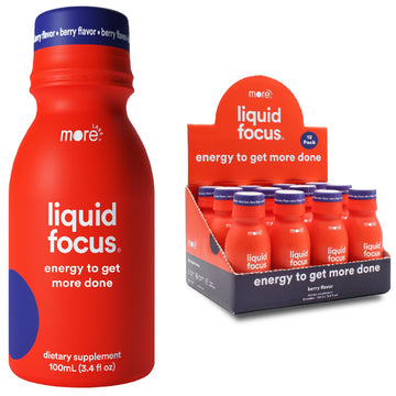 More Labs Liquid Focus, Nootropic Smart Drink with Powerful Antioxidants & Adaptogenic Herbs for Energy and Concentration, 150mg Caffeine (Pack of 12) More LabsAu supplements