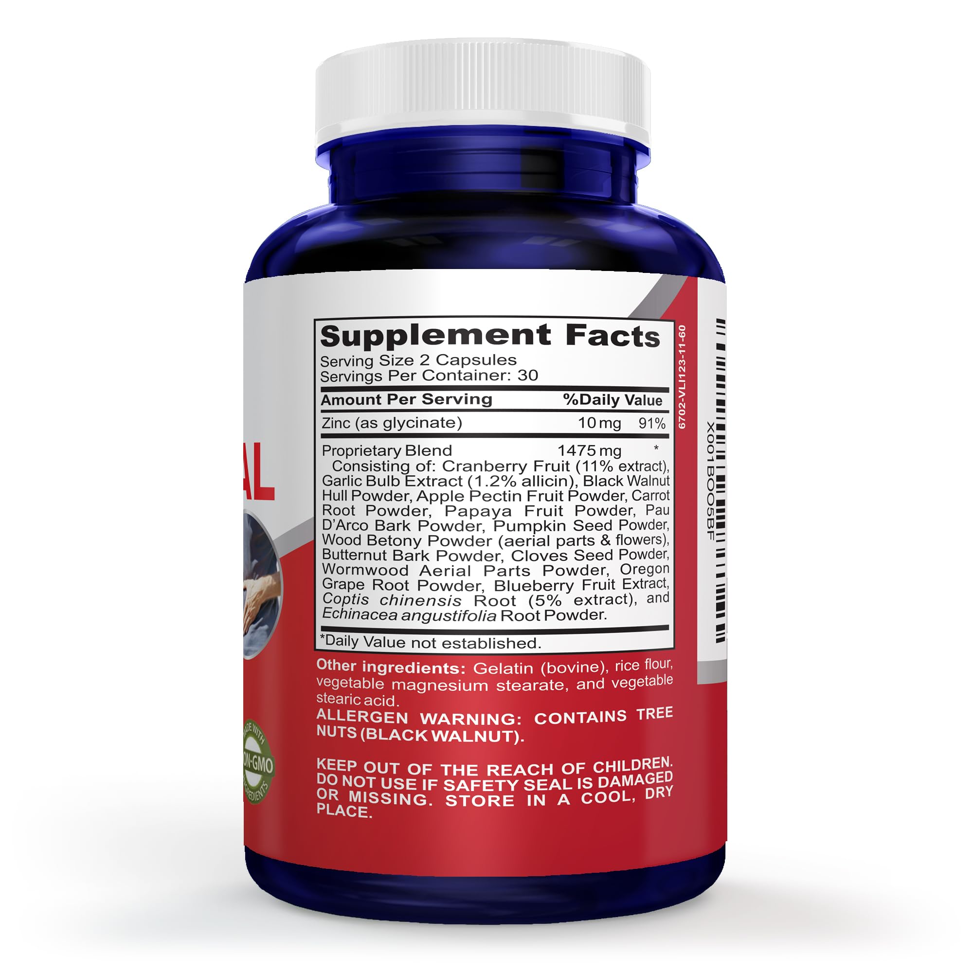 NusaPure Intestinal Support for Humans (Non-GMO), Wormwood, Garlic, Black Walnut Hull, 60 Capsules NusaPureAu supplements