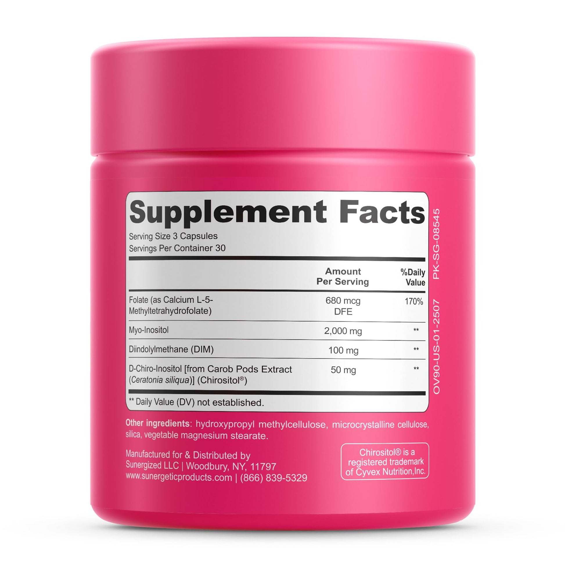Premium Ovarian Health Support Supplement – Hormone Balance, Ovulation & Cycle Regularity - Myo-Inositol & D-Chiro Inositol Supplement for Women – 40:1 Inositol Ratio With Folate & DIM – 90 Capsules SunergeticAu supplements