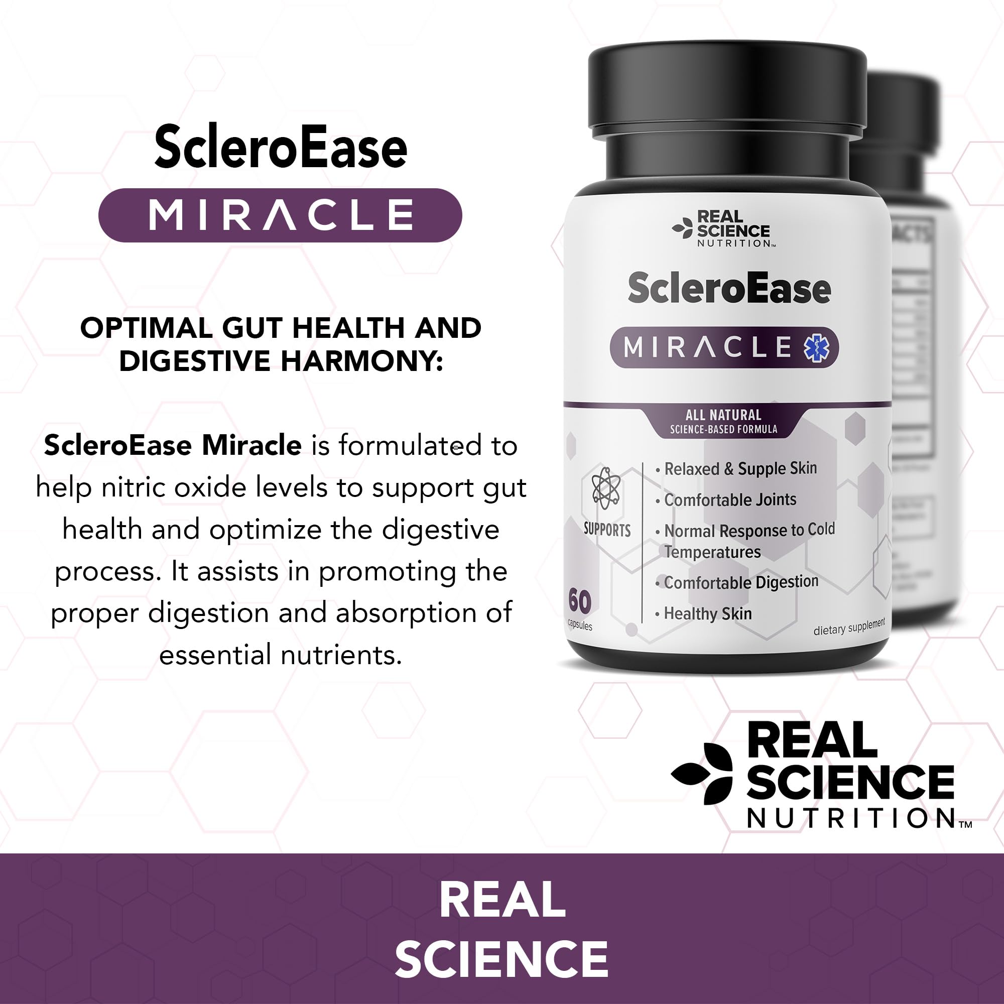Real Science Nutrition ScleroEase Miracle Offers Relief to sufferers of Scleroderma, Supporting Flexible & Supple Skin, Comfortable Joint Movement, Comfortable Digestion, and Healthy Skin Real Science NutritionAu supplements