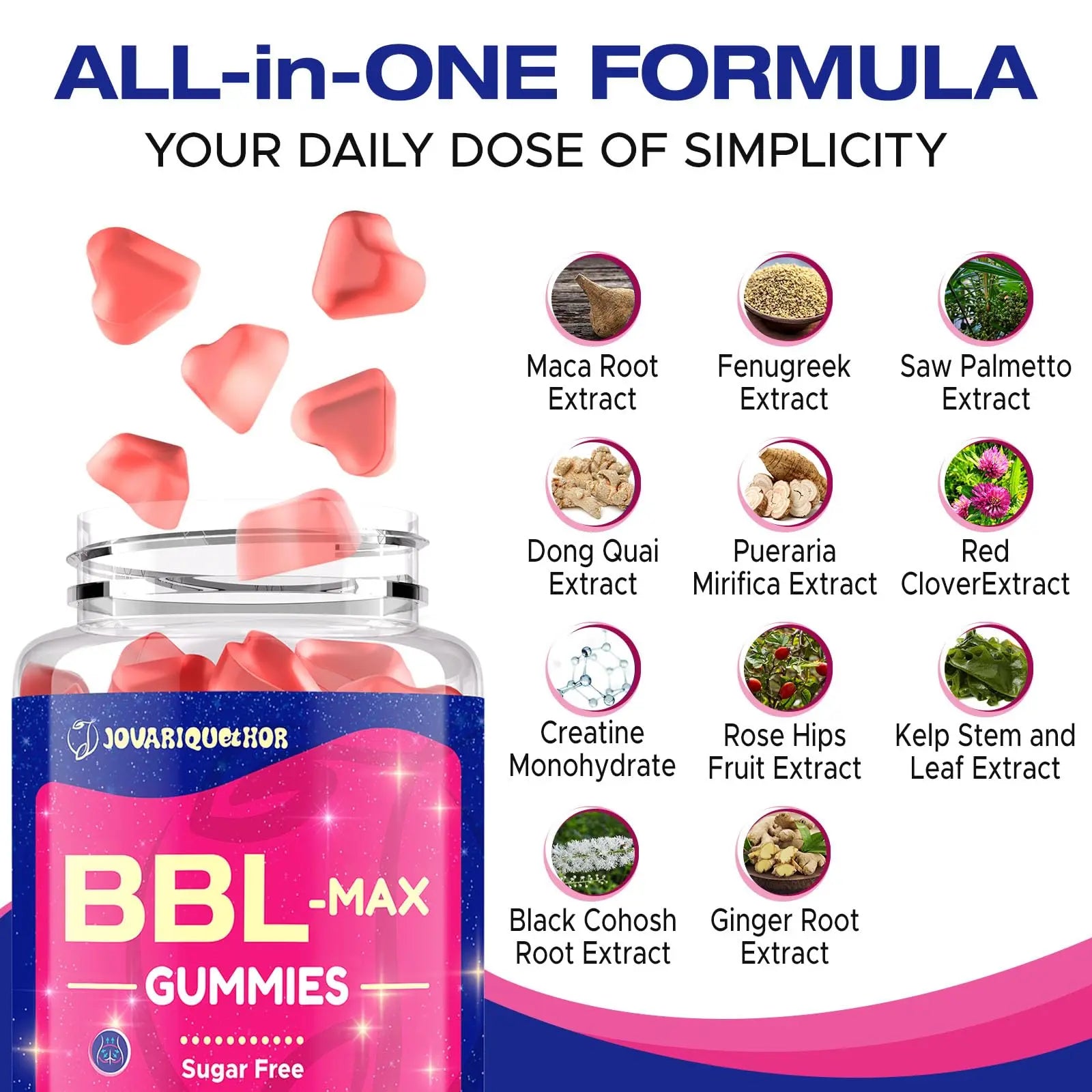 Jovariquethor Booty Gummies for Women - BBL Gummies with Multivitamins and Herbal Extracts - Peach Flavor - 60 Count JovariquethorAu supplements