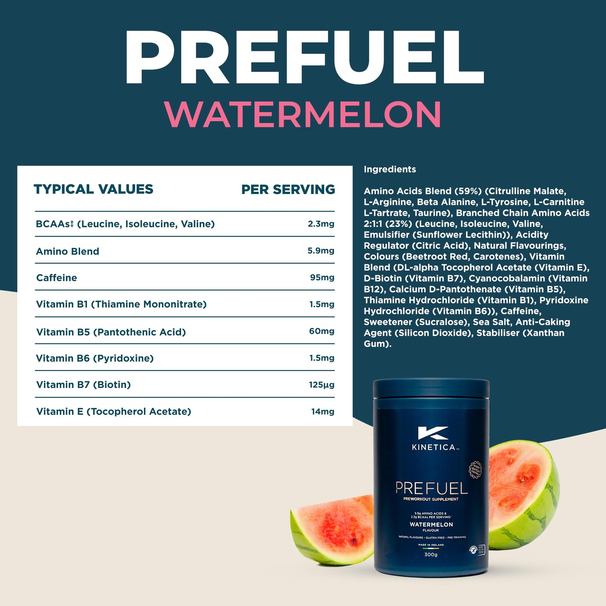Kinetica PreFuel, Pre Workout, 5.9g Amino Acids & 2.3g BCAA's per Serving, 30 Servings KineticaAu supplements