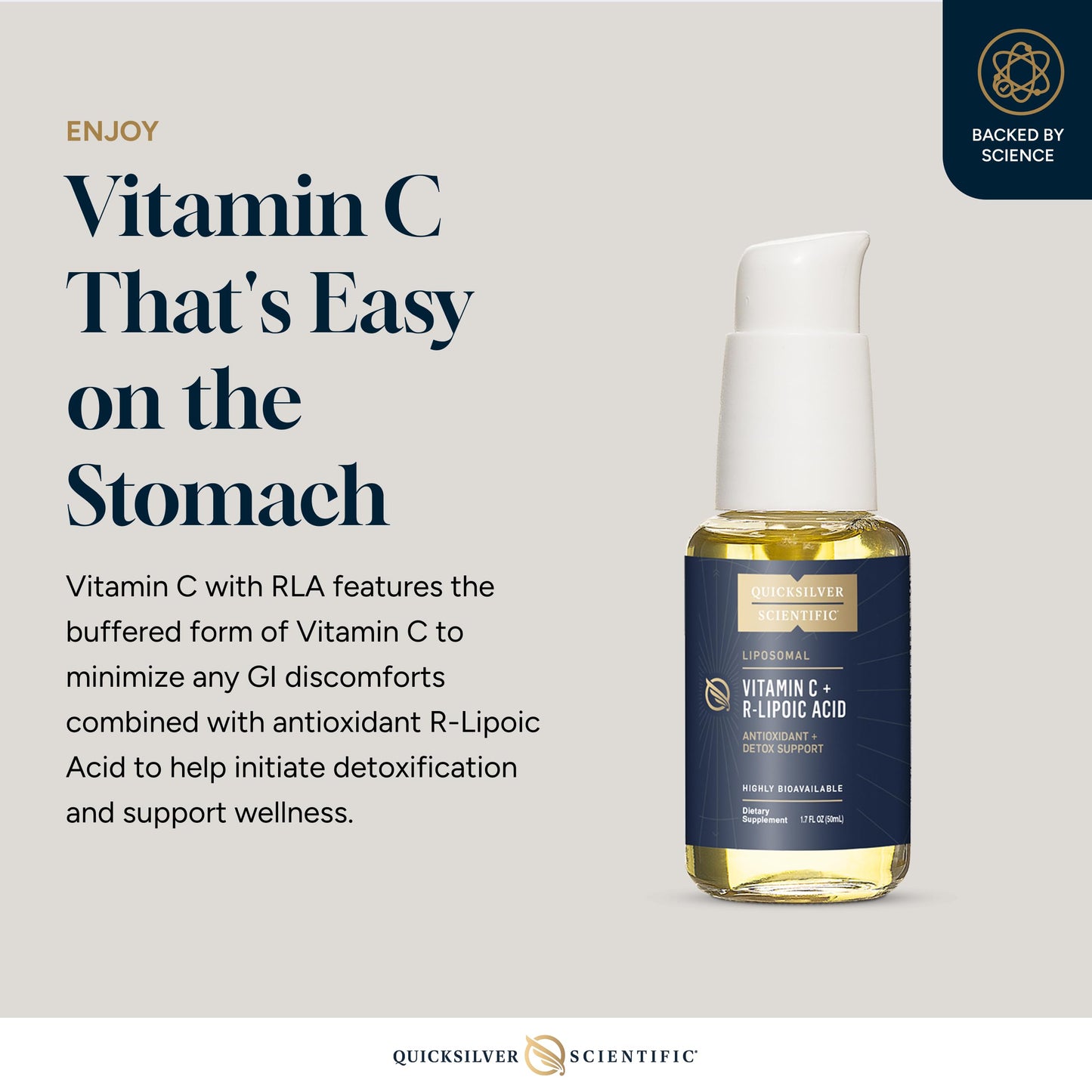 Quicksilver Scientific Vitamin C + R Lipoic Acid - Liposomal Vitamin C with RLA - Antioxidant, Detox & Immune Support Supplement - with Superior Absorption (50 ml) Quicksilver ScientificUS supplements