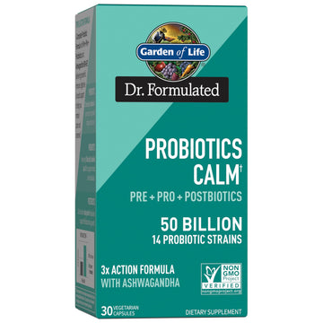 Garden of Life Dr. Formulated Pre, Post & Probiotics Calm 50 Billion CFU Daily 3-in-1 Complete Supplement with Ashwagandha – Mood Support, Digestive & Immune Support, 30 Vegetarian Capsules Garden of LifeAu supplements